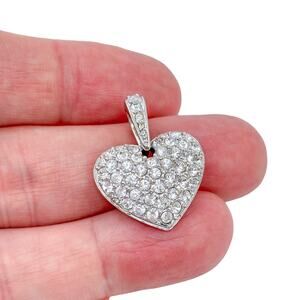 Pavé Swarovski Crystal Heart Pendant | Vintage Silver-Tone